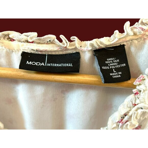 Vintage Y2K Moda International Babydoll Floral Blouse Large Cottagecore Prairie - Picture 3 of 4